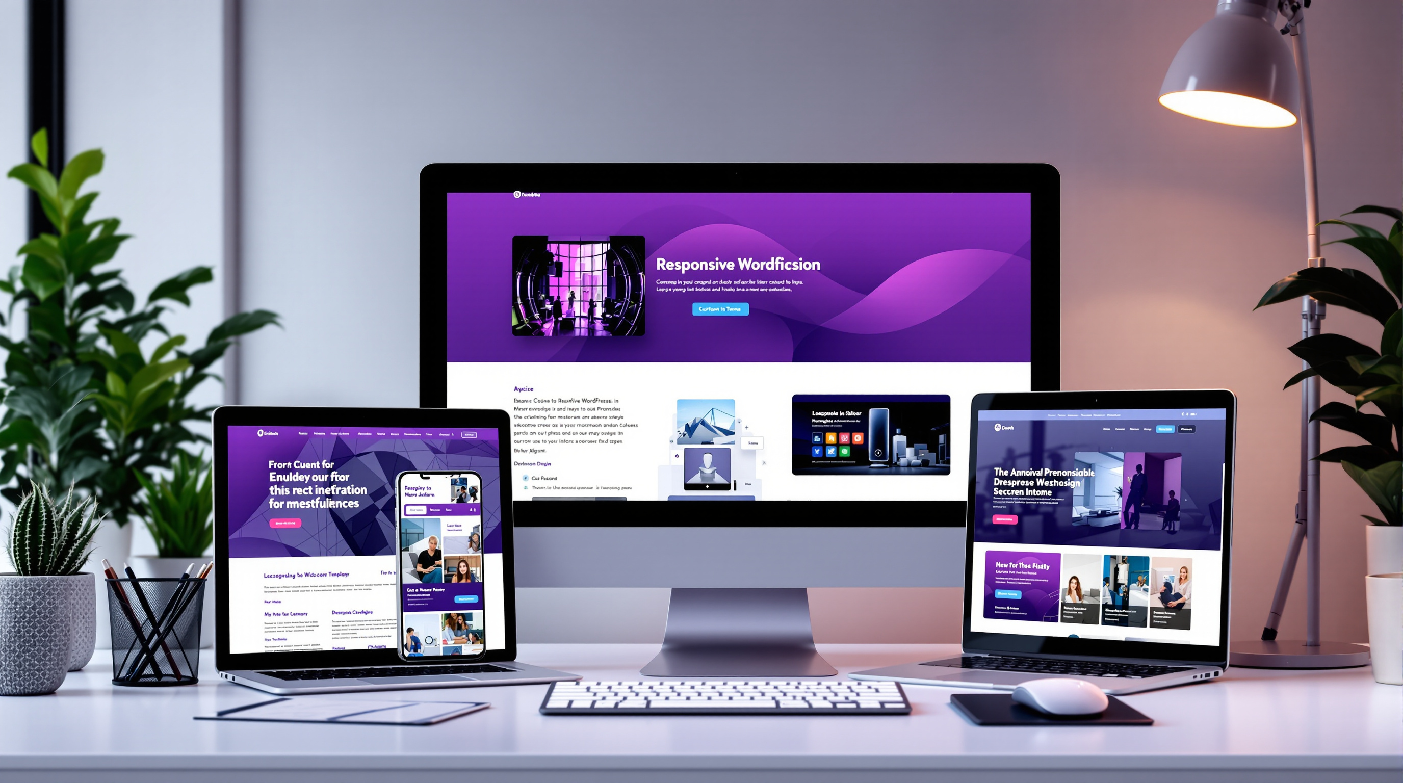Premium WordPress themes displayed on multiple devices